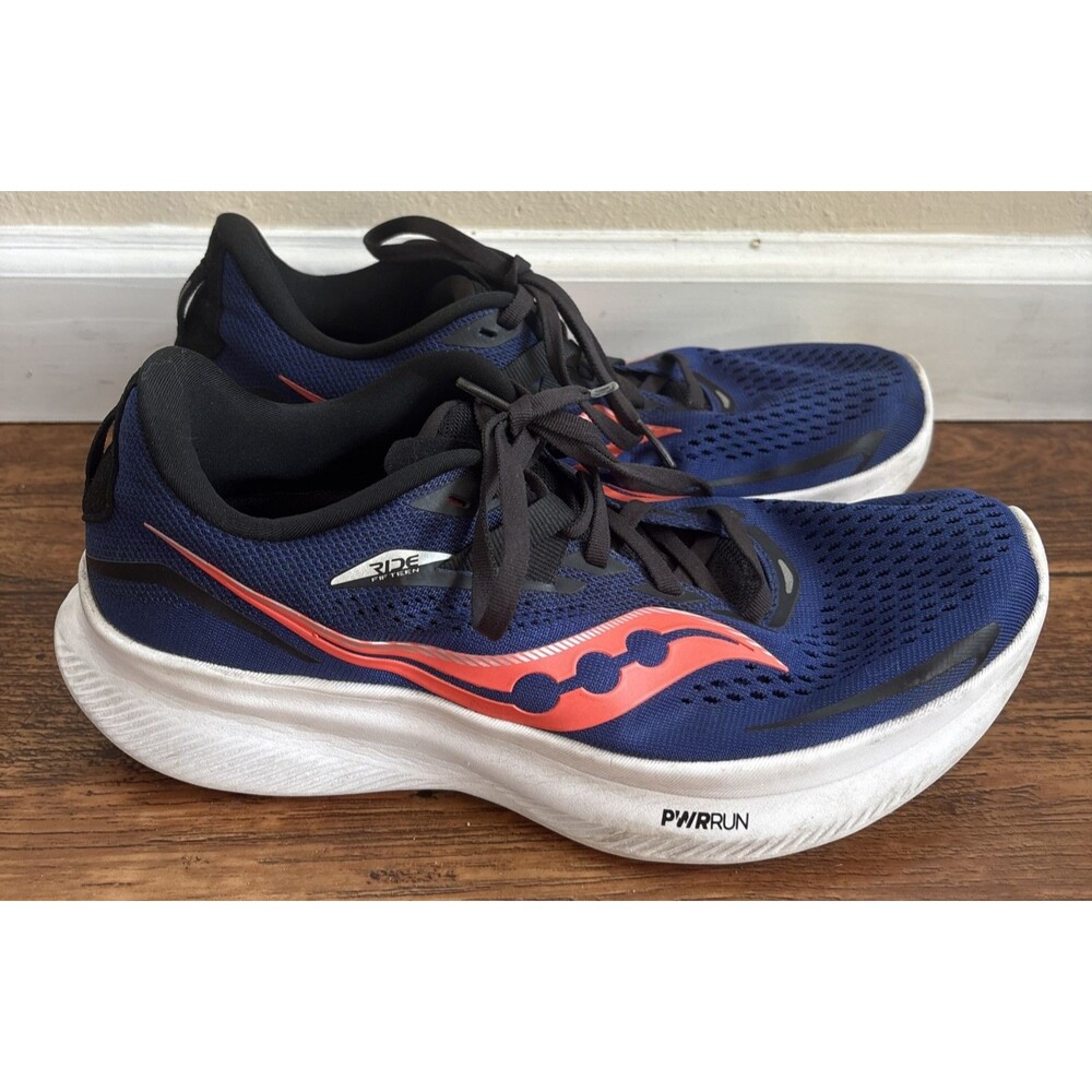 Saucony Ride 15 Mens Power Run Running Walking Shoes Blue Athletic Sneakers Sz 8